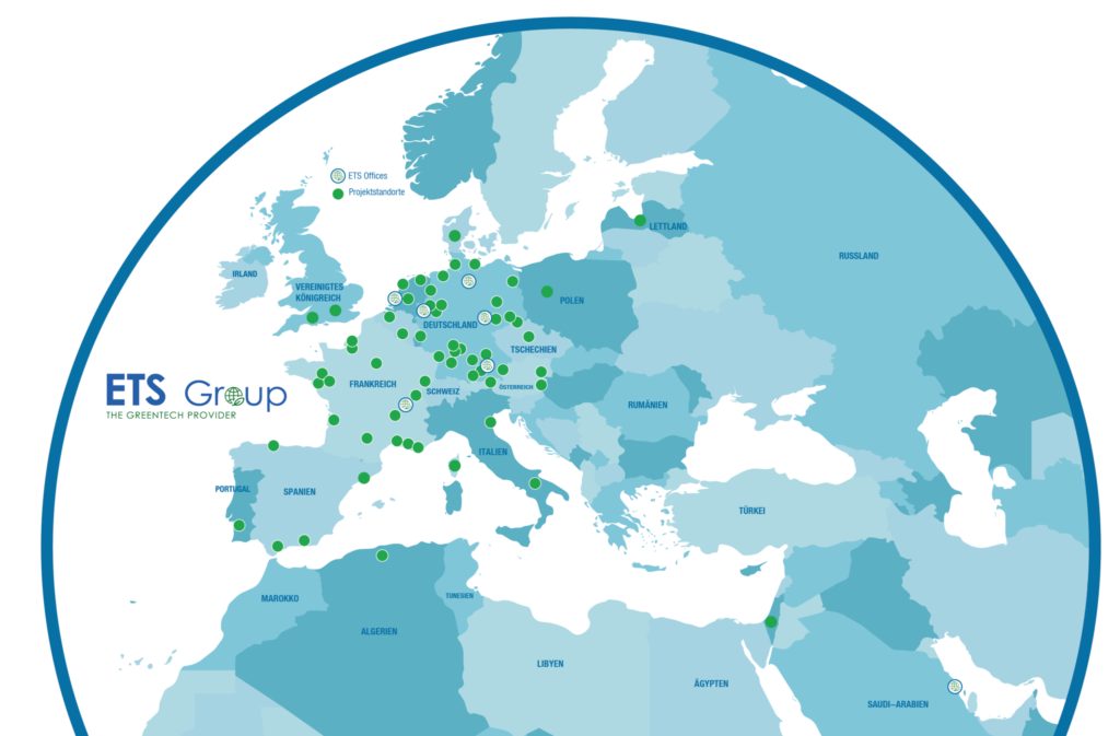 Weltkarte Standorte & Projekte ETS Group